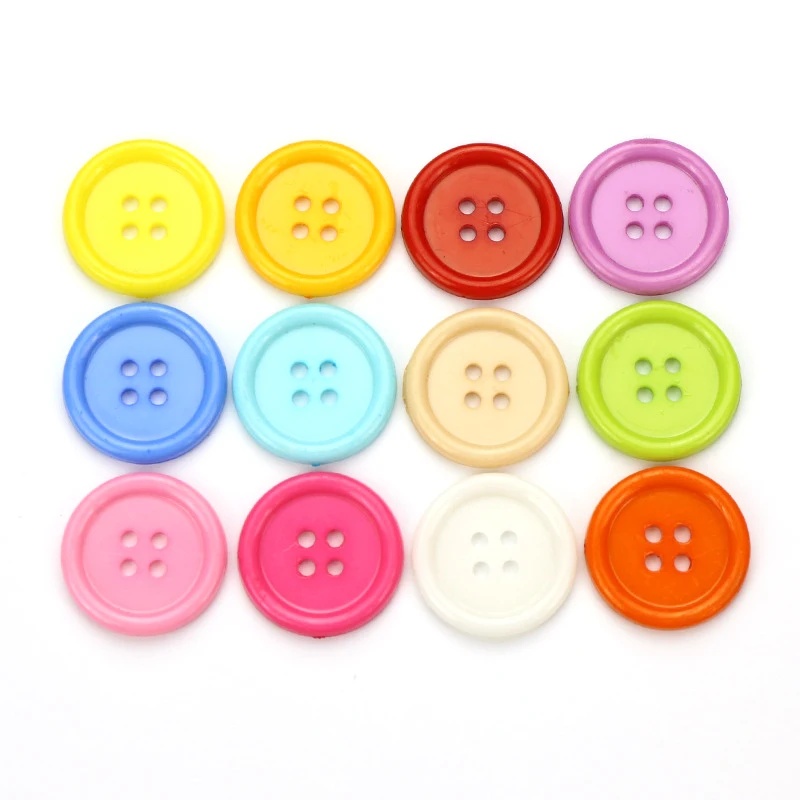 Round 4-Holes Mix Color Button Plastic Garment Buttons for Sewing