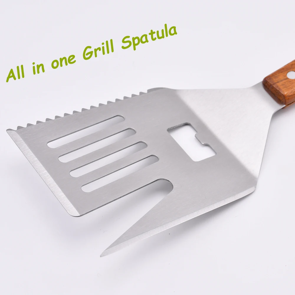 3pcs Wood Handle With Nonslip Rubber Sleeve Bbq Tools Set Buy Bbq