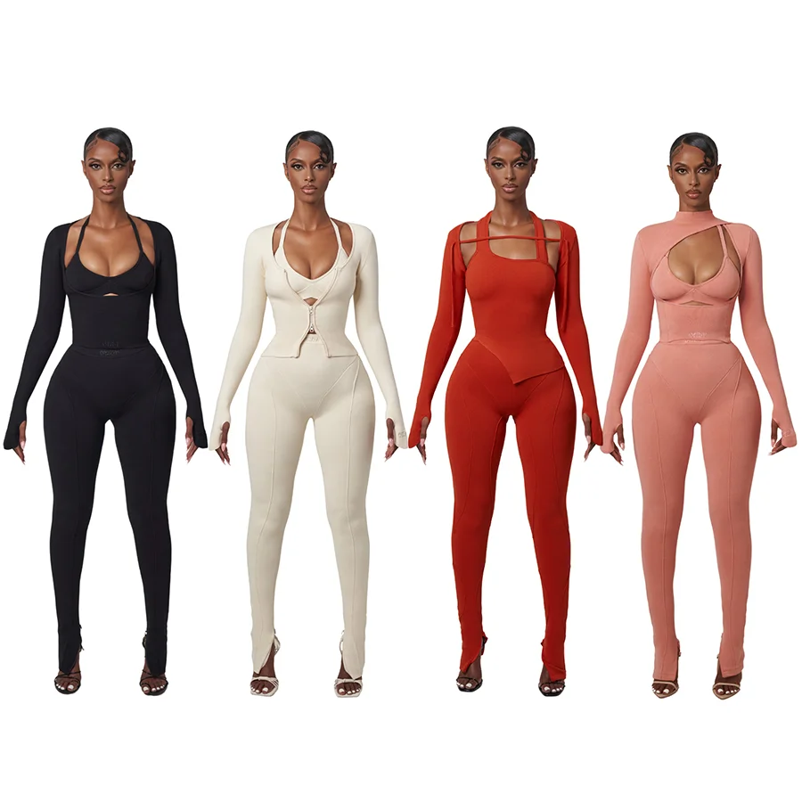 Custom Fall 2023 Tracksuits For Women Clothes Zip Up Tops And Leggings Womens Suits Workout Sports Wear Two Piece Pants Sets