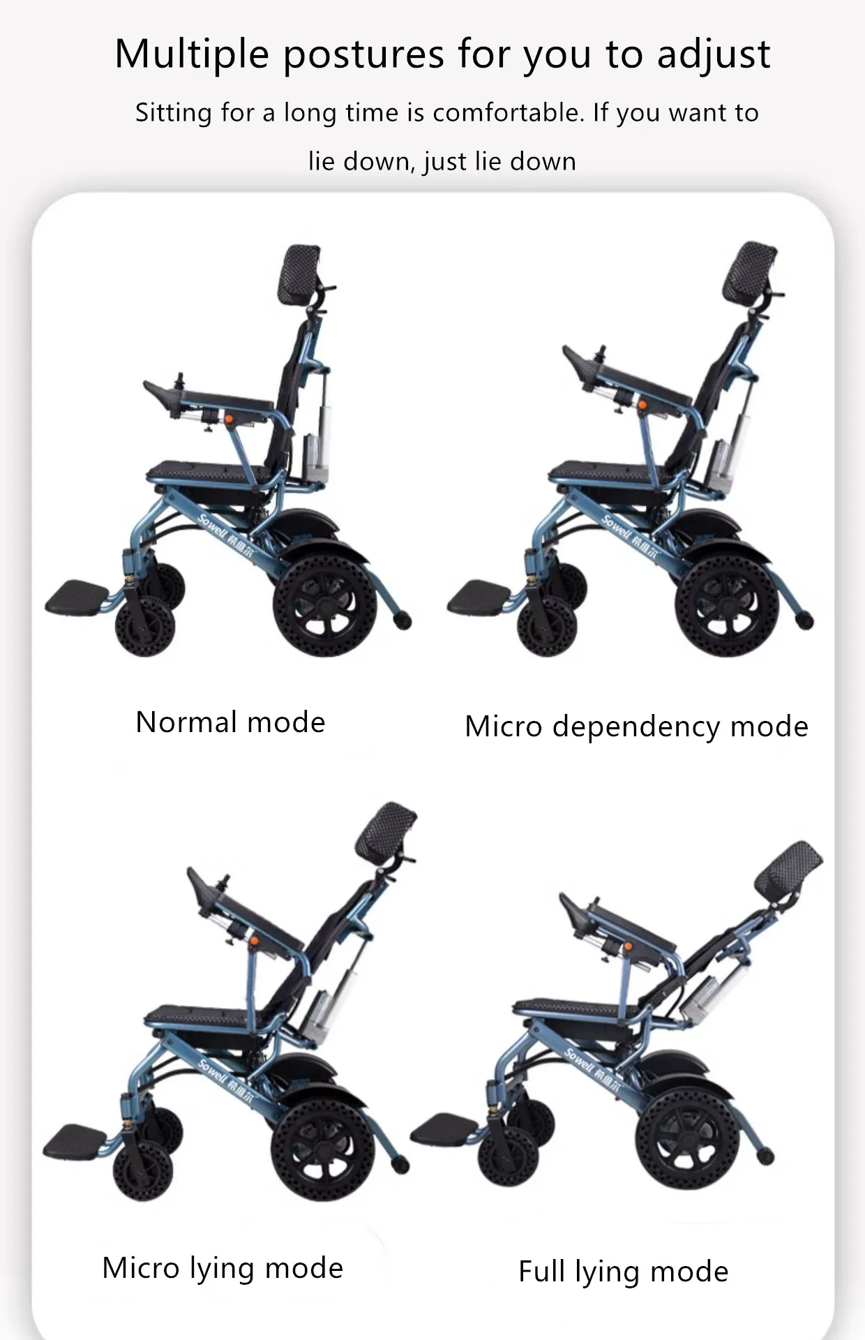 Portable Foldable Aluminum Alloy Electric Wheelchair With Adjustable