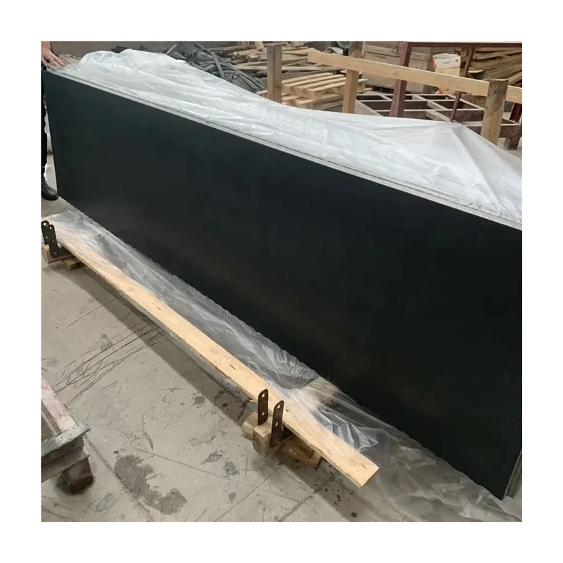 Top Quality Black Granite Leather Surface Slabs For Floor Covering And Kitchen Countertop Black Granite Monument Headstone
