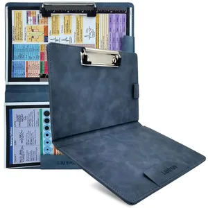 A5 Size Foldable Clipboard with PU Leather Nursing Clipboards Pen Holder Pocket Size Filing Product