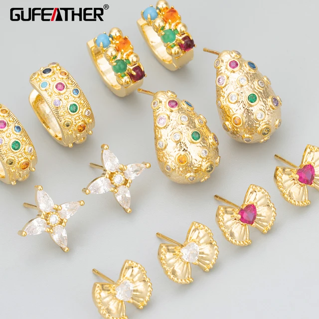 MF11 earrings for women,18k gold plated,copper,zircons,hoop ear buckle,fashion jewelry,4pcs/lot