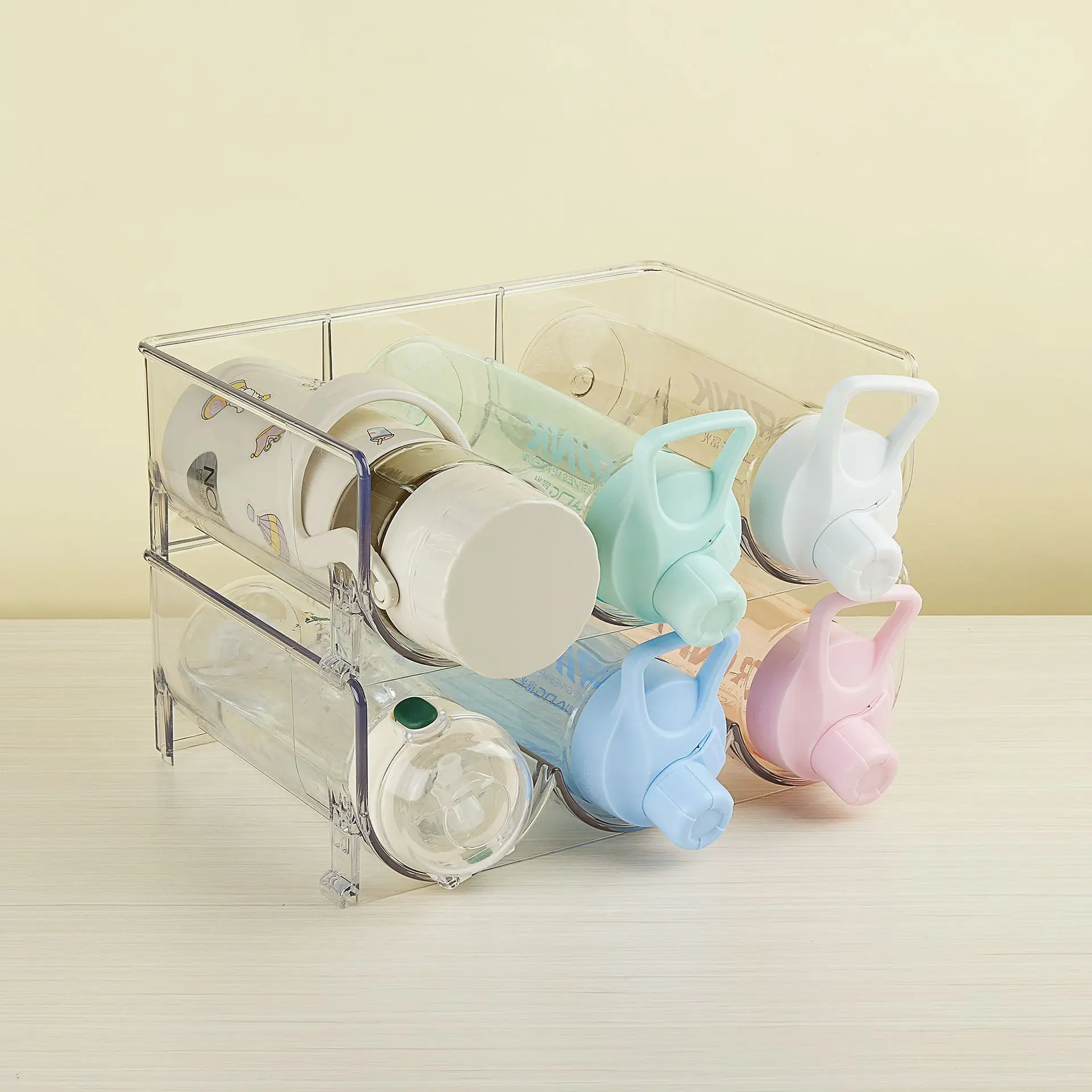 Plastic Water Bottle Organizer - Stackable Storage Rack