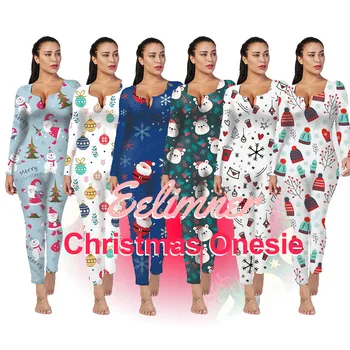 2021 hot sale Long sleeve Sexy Custom for christmas pajamas custom print adult onesie