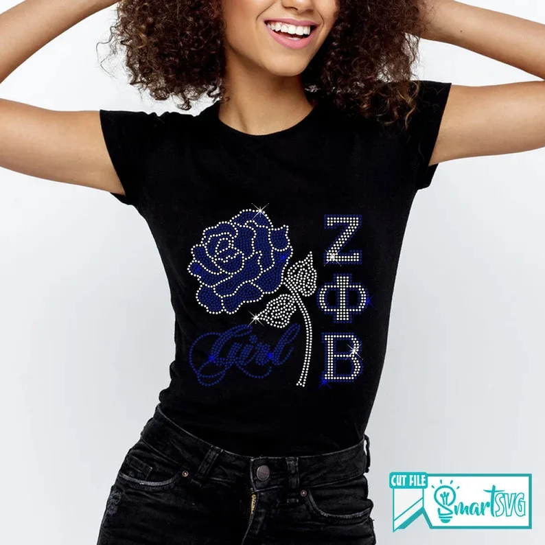 Custom Zeta Phi Beta Sorority High Heel Hot Fix Rhinestone Transfer Motif