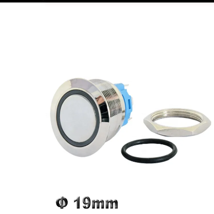 19mm Metal Push Button Switch Stainless Steel Brass Switch Latching 12V 220V Red Green LED Switch Pushbutton Momentary on Off