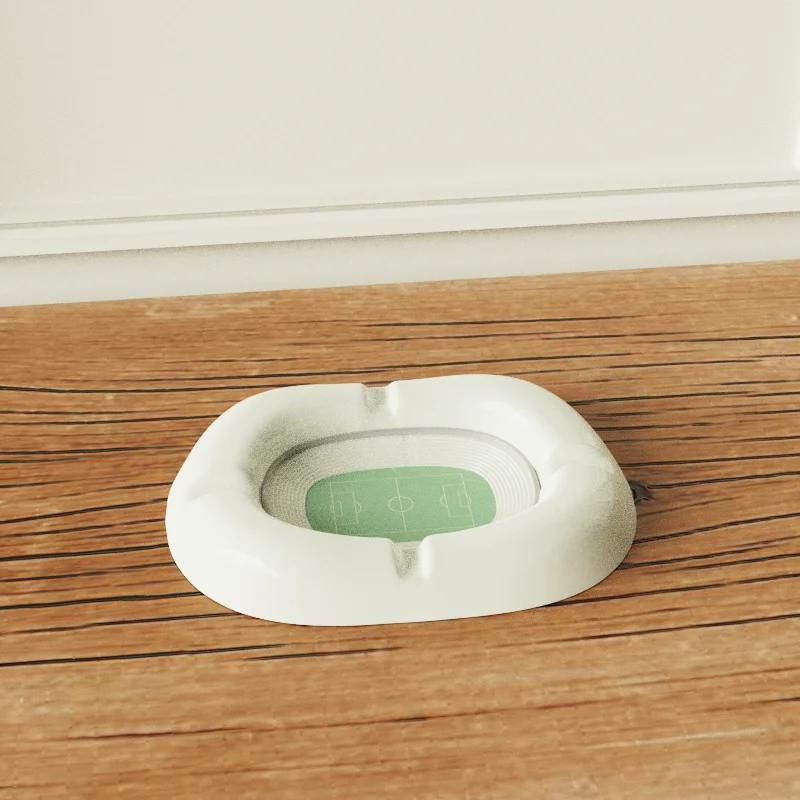 OEM Crafts Manufacturer Custom Shape Innovative Retro Modern Football Soccer Outdoor Stadium Sports Field Ceramic Cigar Ashtray