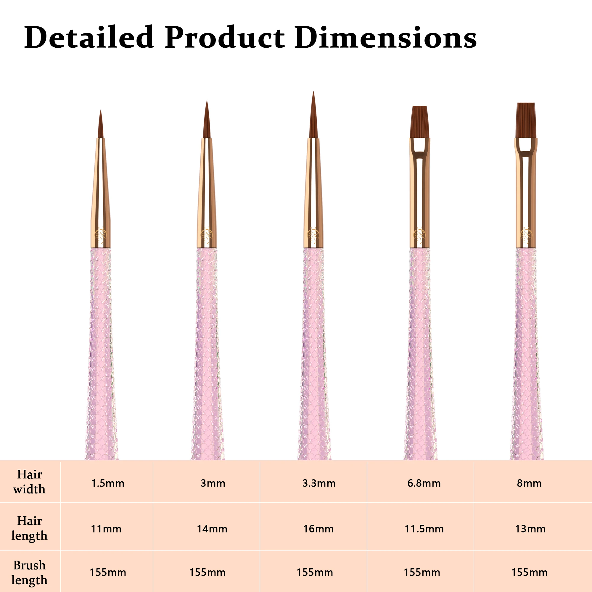 Набор из 5 шт. нейлоновые волосы розовые акриловые рыбьи весы дизайнерские кисти для рисования акварели гуашь масло акрил