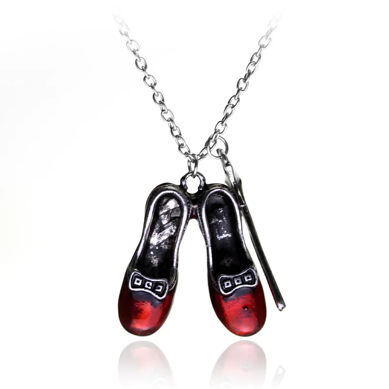 Wizard of Oz Ruby Slippers and Wand Pendant Necklace Wholesale