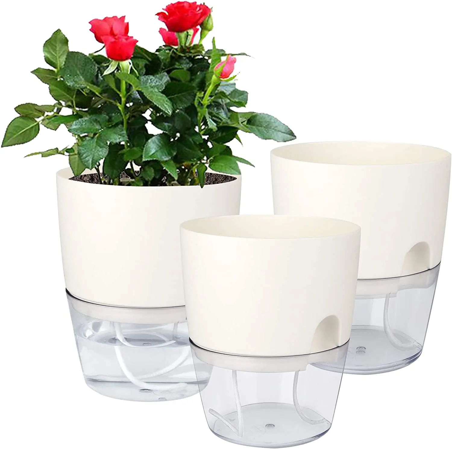 Deepbang Large Self Watering Pots for Indoor Plants Modern Decorative Plastic Flower Pots Indoor