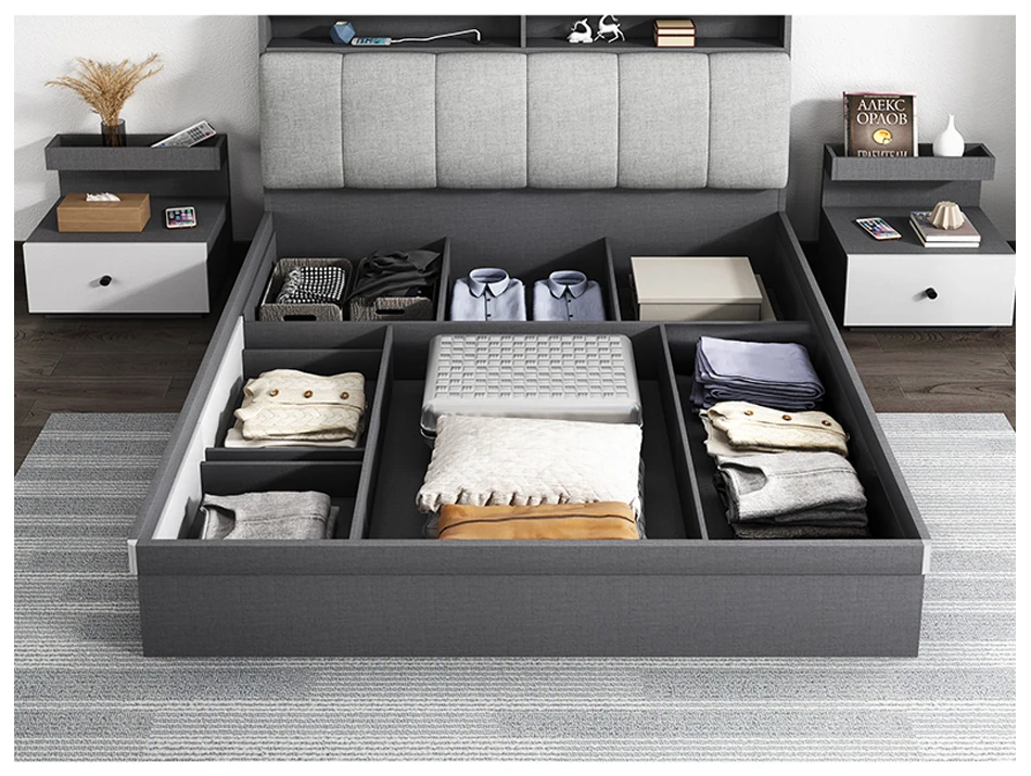 Modern Design Queen Size Bed with Drawers - Storage & Style