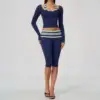 Navy Stripe Capri Set