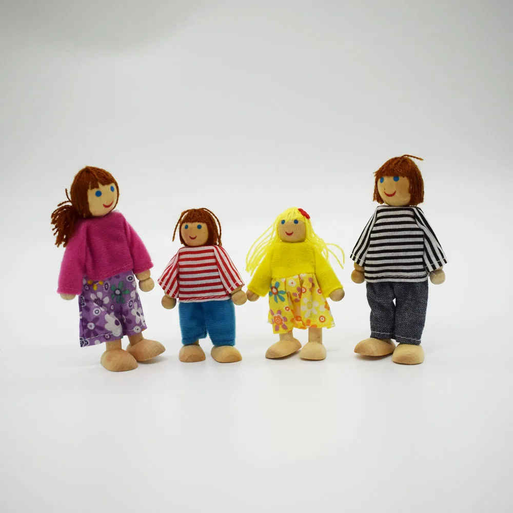 Montessori Kids Role Play Game Wooden Family Doll Toy