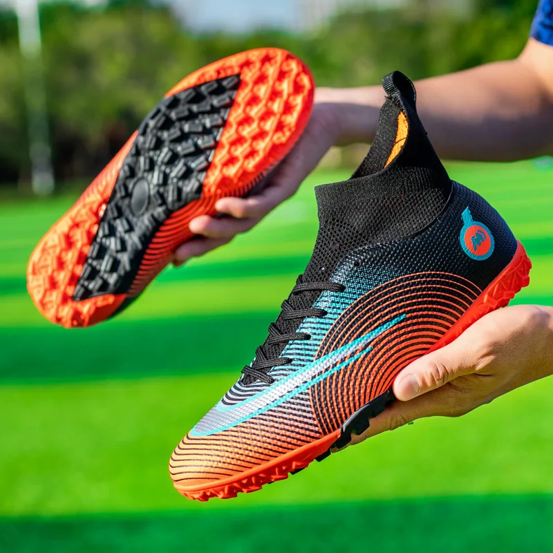 Football Shoes Men's Top Cristiano Ronaldo AG Spikes Artificial Turf Teen  Students Training Shoes Boys PU Winter Shoes Rubber