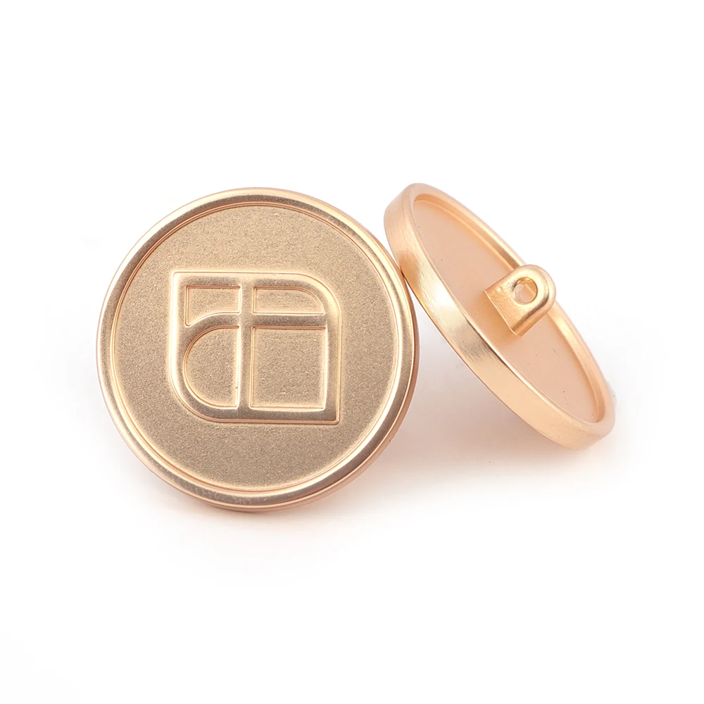 Custom Rose Gold Metal Sewing Button Vintage Style Zinc Alloy Shank Embossed Logo Uniform Decoration Sustainable Plating