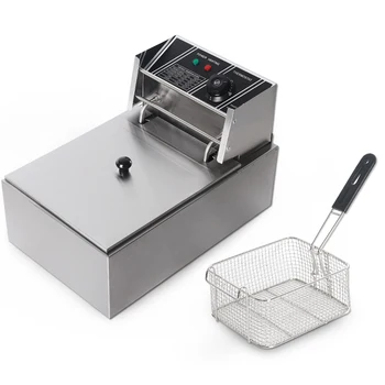 GZKITCHEN 8L Single Tank Electric Deep Fryer Stainless Steel Electric Frying Machine French Fries Chicken Fryer 3250W