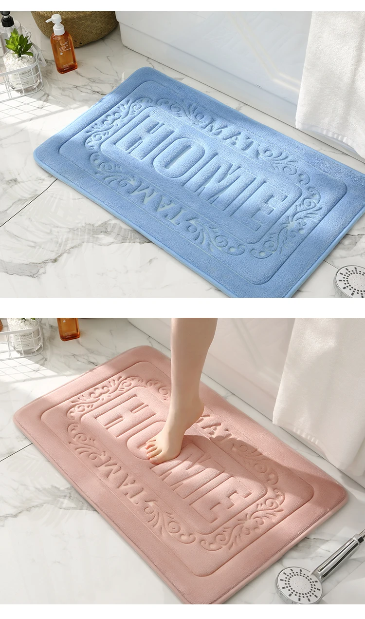 Coral Velvet Home High-frequency Soft absorbent bath mat non-slip memory foam bath rug bath rug Super waterproof carpets rug supplier