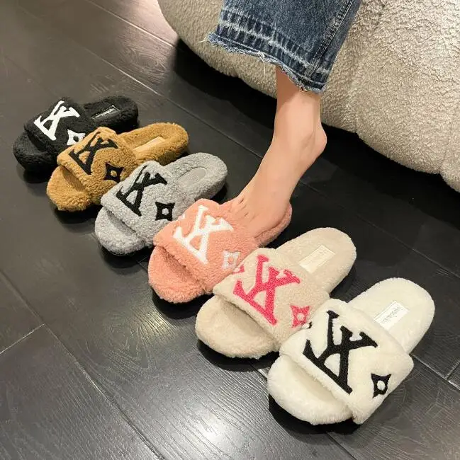 Letter Women's Cotton Indoor Slippers Washable Slip On House Shoes Open ...