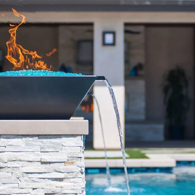 Corten Aço Fogo Tigela Fogo Cachoeira água Características Piscina