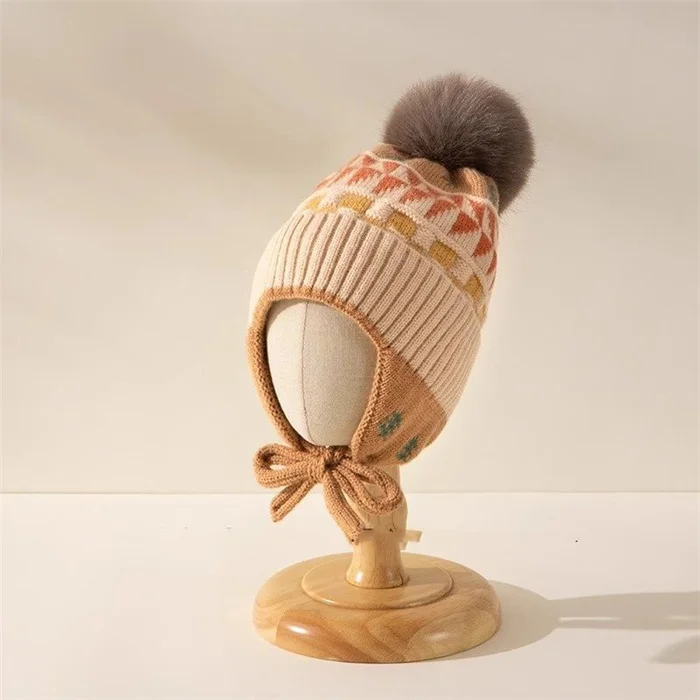 thumbnail interactive-video image 1 of New League Guatemala Flag Pompom Beanie – Knit Ski Hat With Plush Lining (Unisex, One Size, Multicolor) 1 of 6