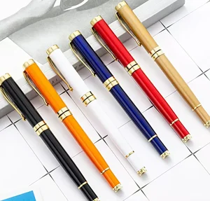 Luxury Metal Gel Pen Promotional Gift Blue Ink Custom Logo 0.5mm Writing Width Office Work Business Signatures Supply