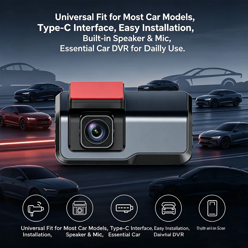 VS1135 4K UHD Dash Cam & Video Recorder 3 Inch IPS HD Display Dual Lens Real-time Video Playback Speaker Mic Easy Installation