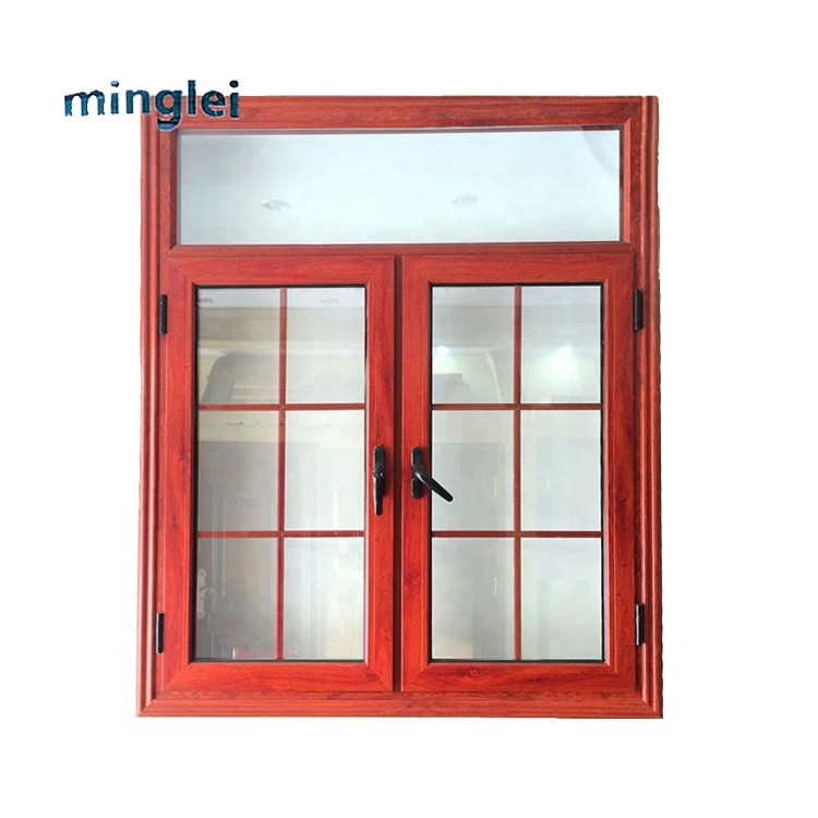 Minglei Factory Hot Sale french window grill design aluminum wooden windows supplier