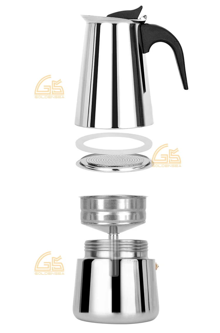 High Quality Italian Commercial Espresso Coffee Maker Stainless Steel 304 Moka Pot 12 Cup