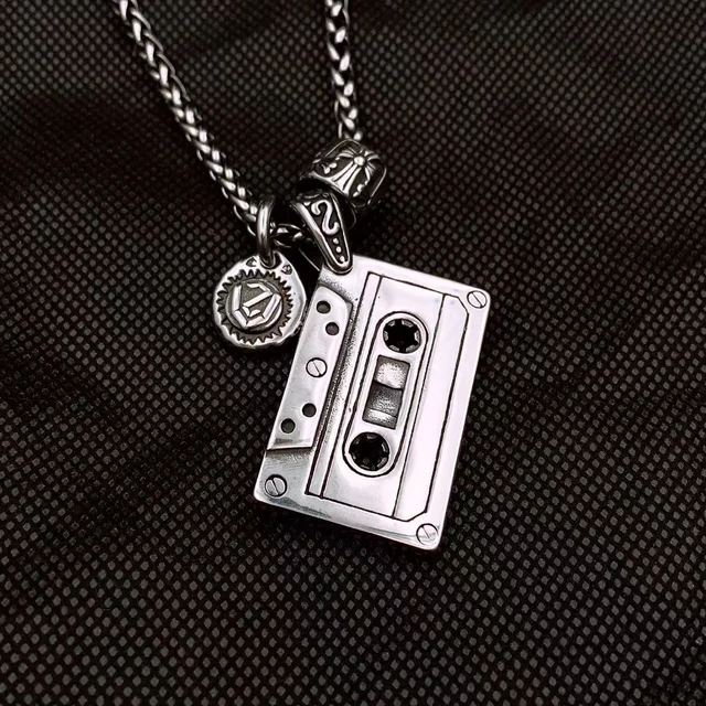High Street Trendy Retro Pendant for Men Creative Distinctive Titanium Steel Hip-Hop Long Hanging Ornaments Rhodium Chains Gift