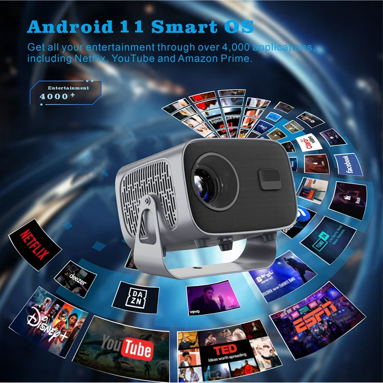 A10 Mini Portable LCD Projector Smart Home Cinema Projector Android 11 200 ANSI Allwinner H713 Wifi 4K Video Online Proyector