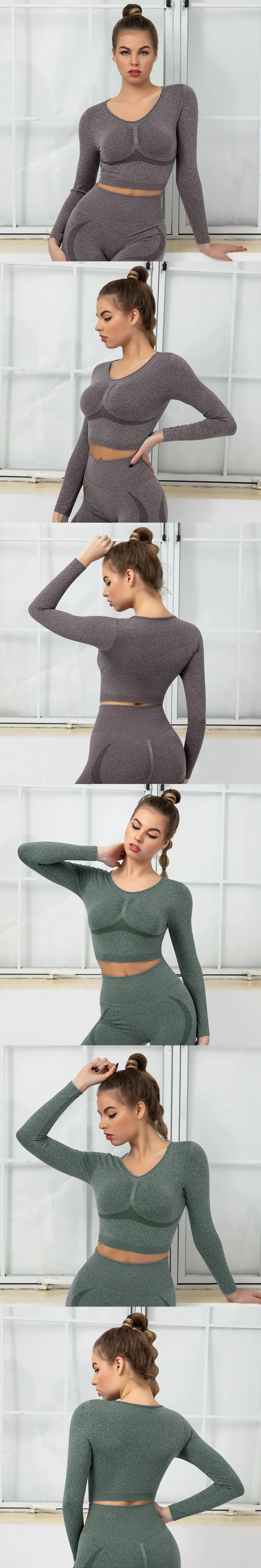 Seamless Workout Shirts For Women Long Sleeve Yoga Tops Sports Running Shirt yoga top bra Breathable Athletic Top Slim Fit supplier