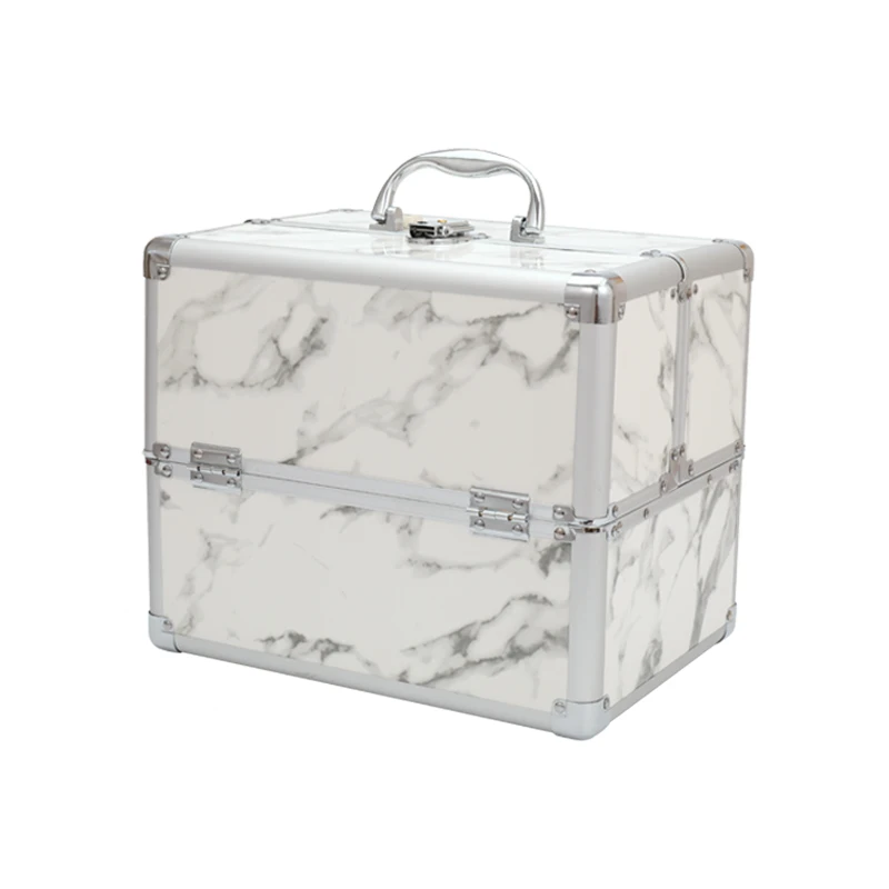 Customized Vintage Style Makeup Kits Professional Aluminum Metal Vanity Nail Trolley Case with Cosmetic Bags & Cases