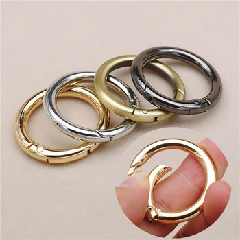 Good quality metal Luxury Shiny Gold Metal Circular Spring Ring Buckles Round shape Open Snap Ring For Bag