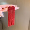 Pendientes de borla de medusa roja con aguja de plata