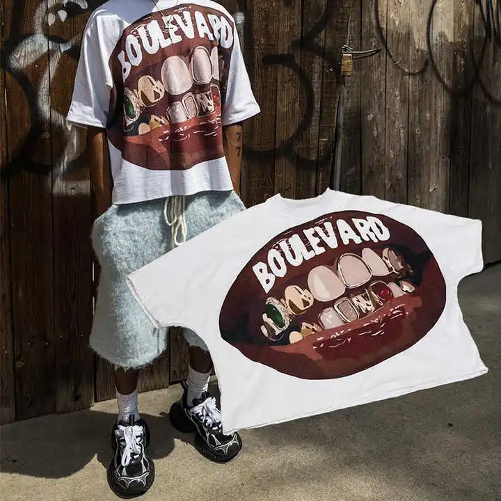 Salati Clothing Manufacturer Heavy Cotton Print Oversized Double Layer Oversized Boxy Fit Man Tee Cropped T Shirt Men's T-shirts