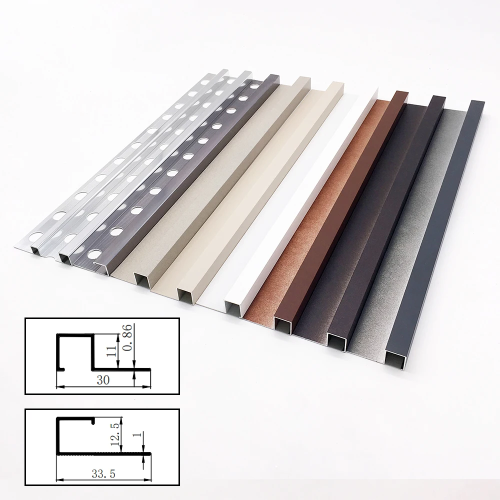 Square Straight Edge Tile Edge Trim 8mm Anodized Silver Aluminum for Outside Corner