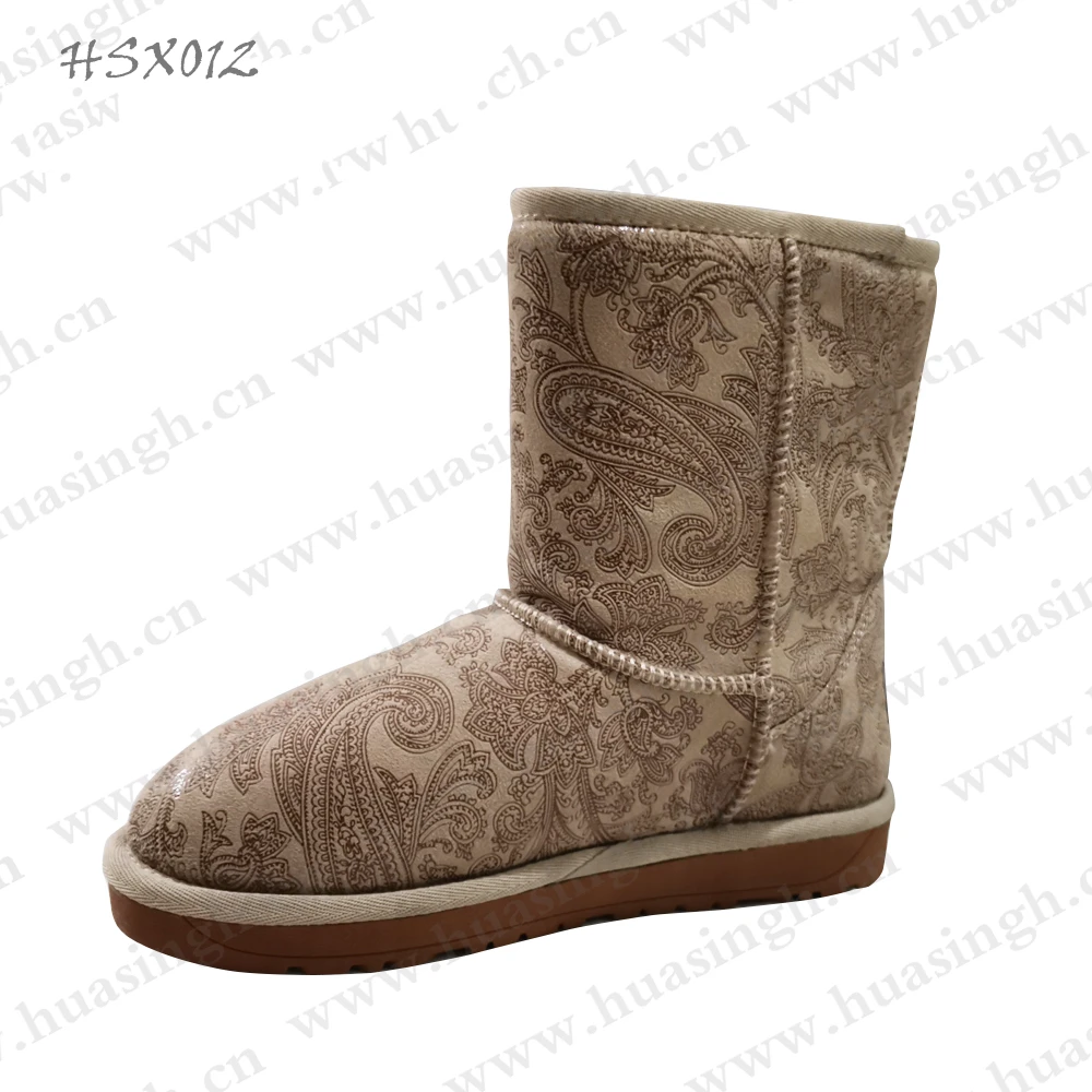 LXG,Korea Market Popular Cold Resistant Women Winter Boots Warm Real Wool Lining Flat Fashion Snow Boots for Sale HSX012