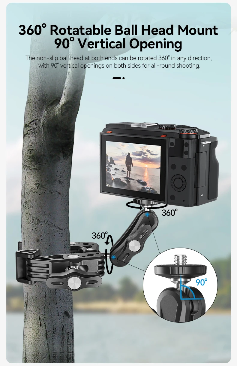 Telesin Aluminum Alloy Multifunctional Powerful Crab Clamp mount for Camera/Action camera/Phones