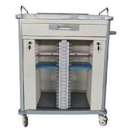 ACB-08 Medical Trolley 20 Cases Stainless Steel Patient Record File Hospital Room Use Medical Chart Holder