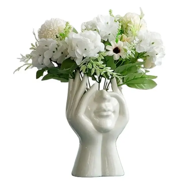 Ceramic Human Face Flower Vase Nordic Style Modern Body Art Electric Living Room Flower Arrangement Home Decor Plant Pot