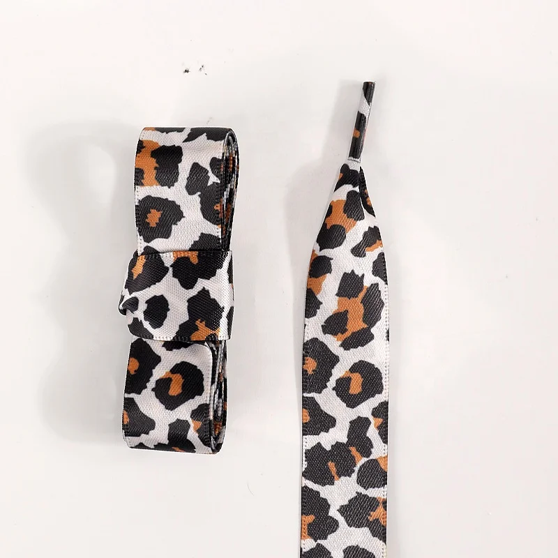 Leopard Shoe Laces Flat Bottom Silk Satin Shoelaces 2cm Wide Replacement  Thin Flat Shoelaces Shoestring