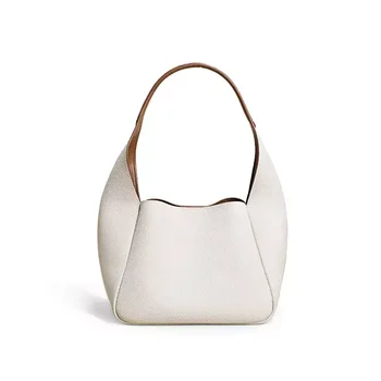 Leather female baotou layer cowhide bucket bag vegetable basket bag niche design underarm bag