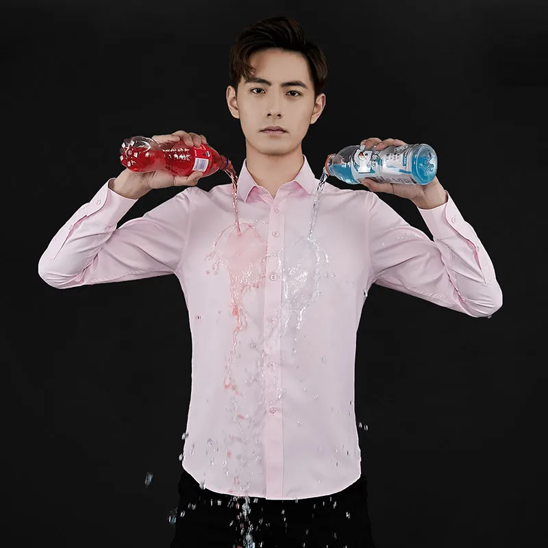 Breathable Stain Resistant Men's Shirt Waterproof Anti-Dirt Dress Shirt