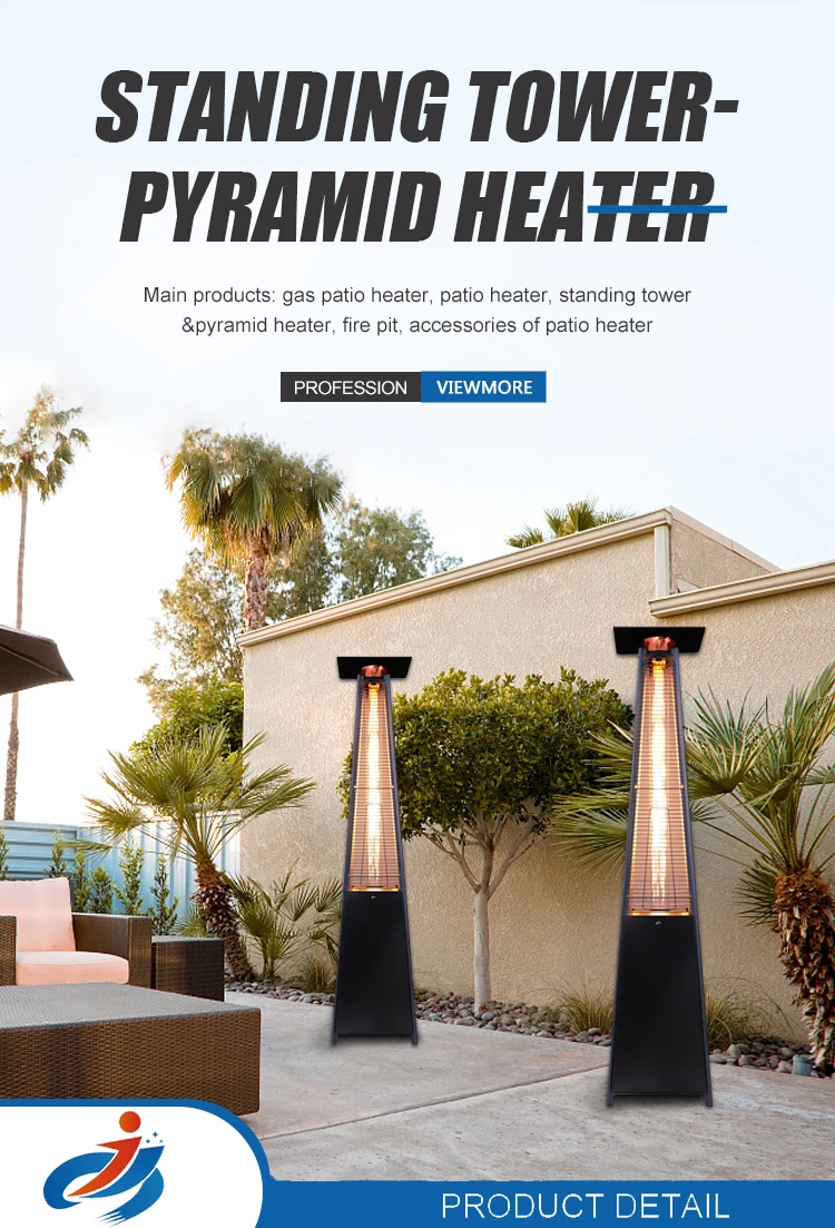 Outdoor Vertical Pyramid Heater Fire Glass Tube Propane Butane And
