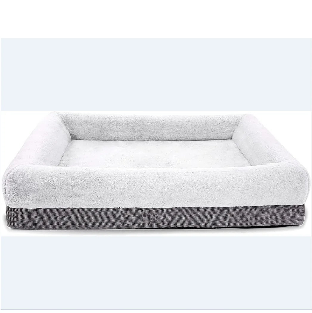 product custom premium luxury pet bed dogs cats large size solid pattern washable memory foam suede leather bamboo soft supportive-55