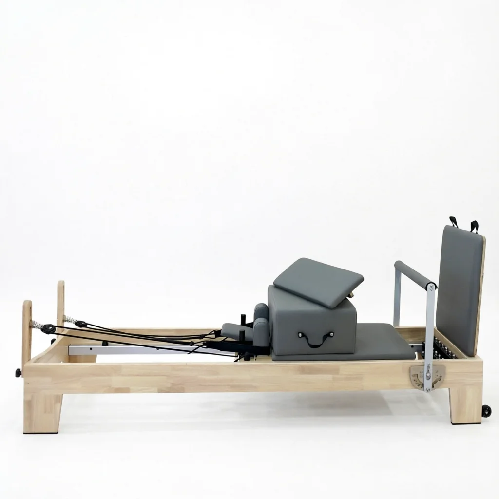 Solid Oak Wood Portable Pilates Reformer Professional Core Training Sliding Bed product detail 1