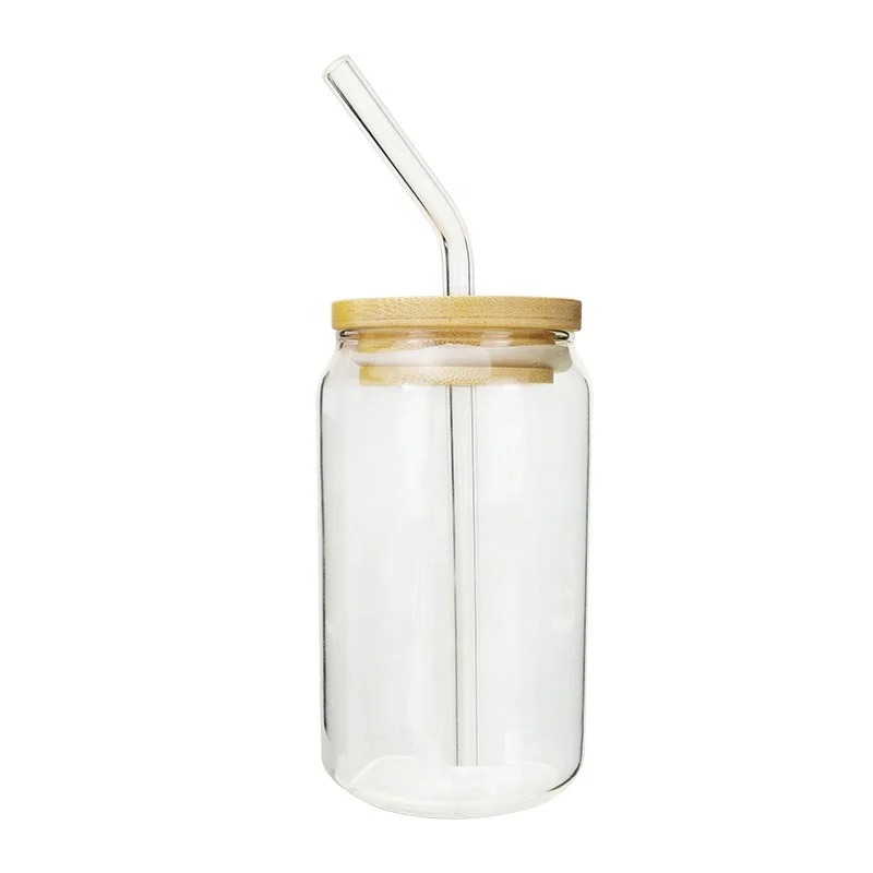Beer Glass Bamboo Lid Straw Wholesale, Glass Tumbler Lid Straw