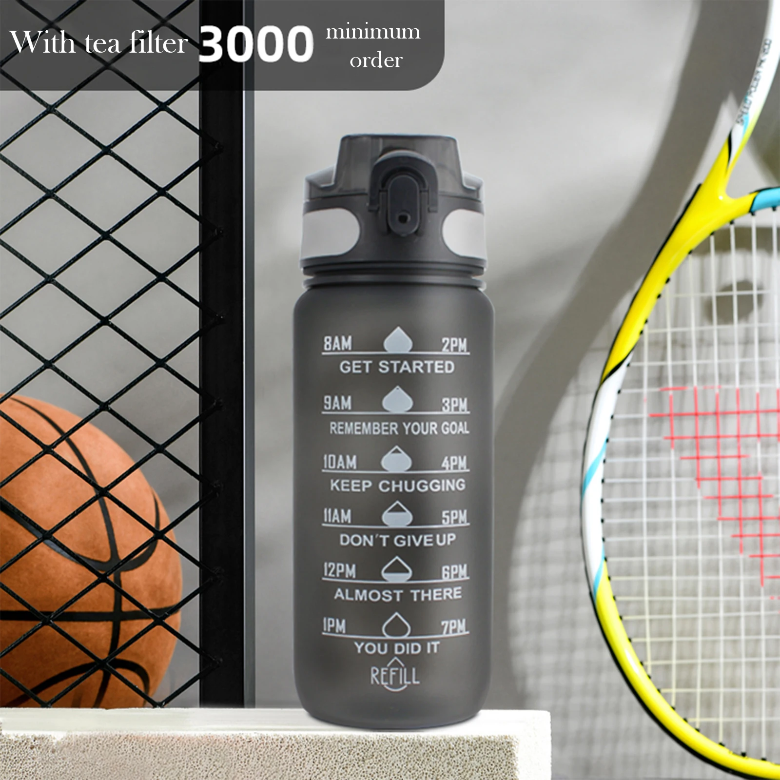 Wholesale BPA-Free 1L 32oz Leakproof Sports Bottle Straw Time Marker Strainer Motivational Accessory for Gym Outdoor Applicable