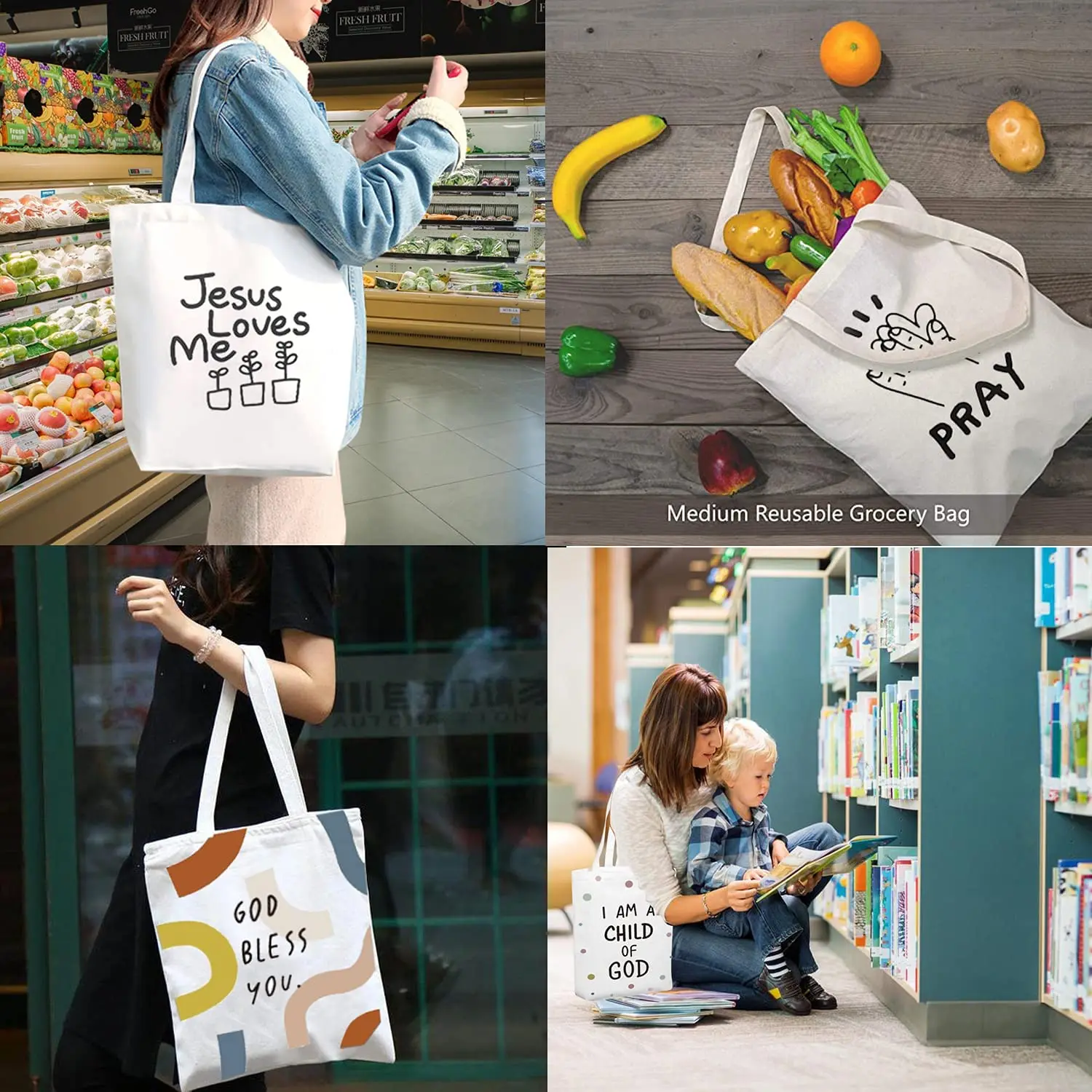 Recycle Tote Bag Cotton Canvas Womens Hign Gsm Cotton Canvas Vintage Grocery Shopping Bag Canvas Tote Handbags for Women supplier